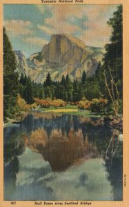 Vintage Postcard Yosemite National Park Half Dome From Sentinel Bridge Rock