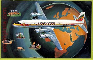 af5761-VINTAGE POSTCARD-Ethiopian Airlines New Radar EQUIPPED DC6-B IRPLANES-
