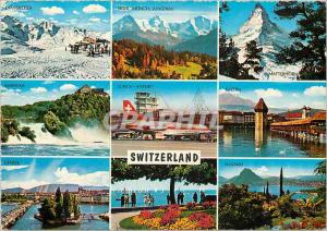 Postcard Modern Switzerland Jet Aviation Zurich Luzern Rheinfall