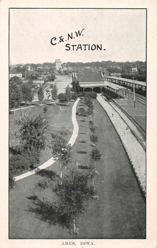 Ames Iowa C and NW Train Station Vintage Postcard AA35637