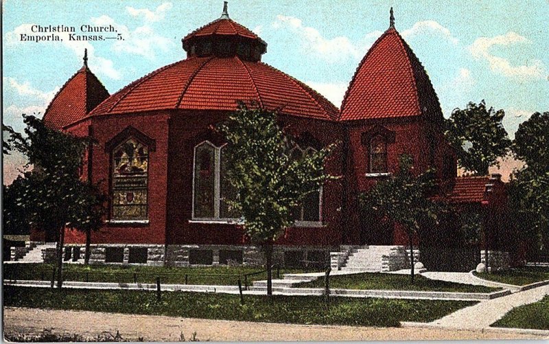 Christian Church Emporia Kansas Vintage Postcard Standard View Card 