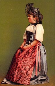 c.'07,  Europe Charm Costumed Woman, #219 Bernerin Old Zurich Postcard