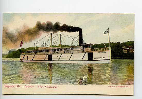 City of Augusta ME Steam Ship Postcard