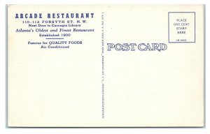 ATLANTA, Georgia GA ~ Roadside ARCADE RESTAURANT c1940s Linen Postcard