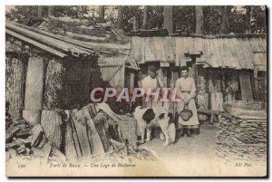 Old Postcard Forest Russy A lumberjack Dog Lodge