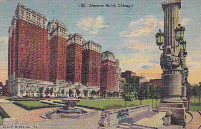 Illinois Chicago The Stevens Hotel 1954 Curteich