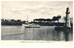 10725  NY Oswego  Lighthouse  and Harbor Entrance