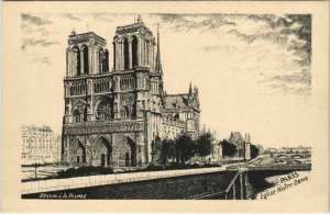 CPA PARIS Dessin a la Plume A. Goulon Notre-Dame 924586