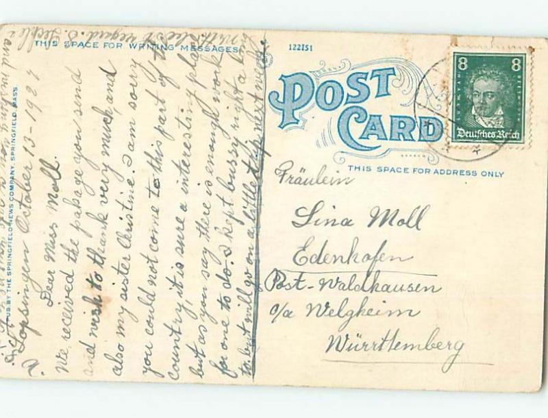 W-Border PANORAMIC VIEW Springfield Massachusetts MA i1382