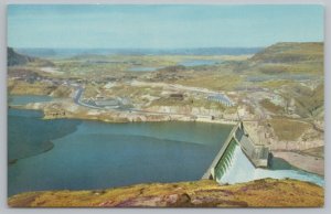 Transportation~Grand Coulee Dam~Washington Astride~Columbia River~Vintage PC 