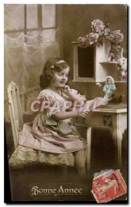 Old Postcard Fun Children Doll Happy new year