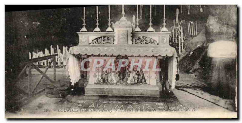 Old Postcard Lourdes The altar of the miraculous spring