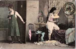 Victorian Lady Romantic Couple Vintage Postcard C023