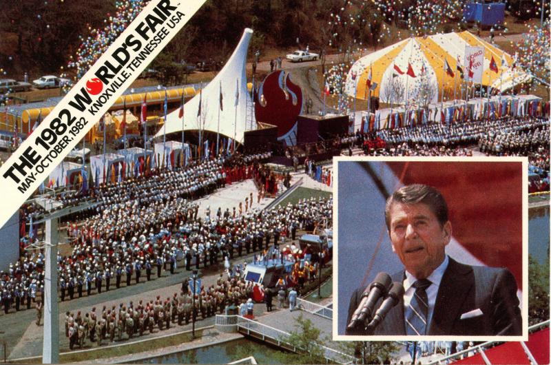 TN - Knoxville, 1982. The 1982 World's Fair, President Ronald Reagan. Bird's ...