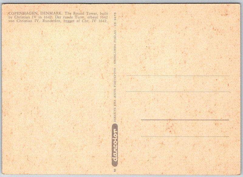 Copenhagen Denmark Continental Postcard The Round Tower