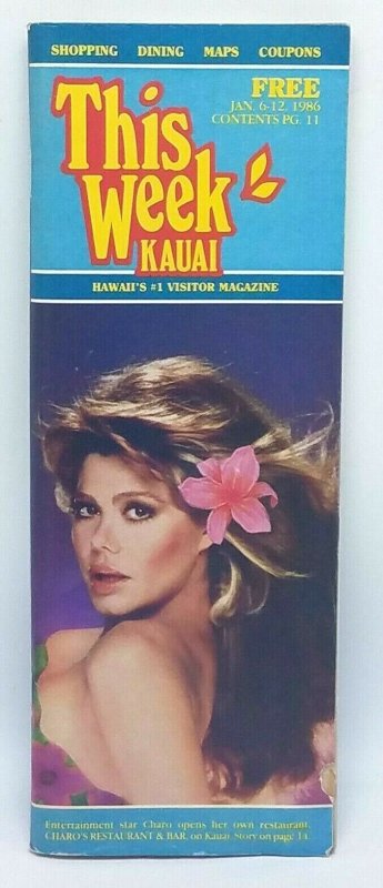 Entertainment guide ~THIS WEEK on Kauai Hawaii January 6-12 1986 Charo's Bar