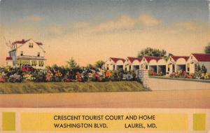 Laurel Maryland Crescent Tourist Court Antique Postcard J41327