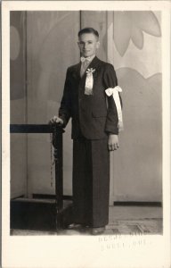 Quebec Canada Young Boy Leo Paul Communion RPPC Postcard V15