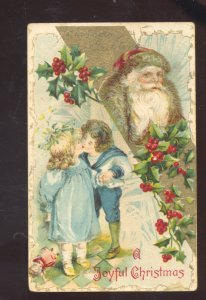 SANTA CLAUS GOLD ROBE CHILDREN KISSING VINTAGE CHRISTMAS POSTCARD WINSCH