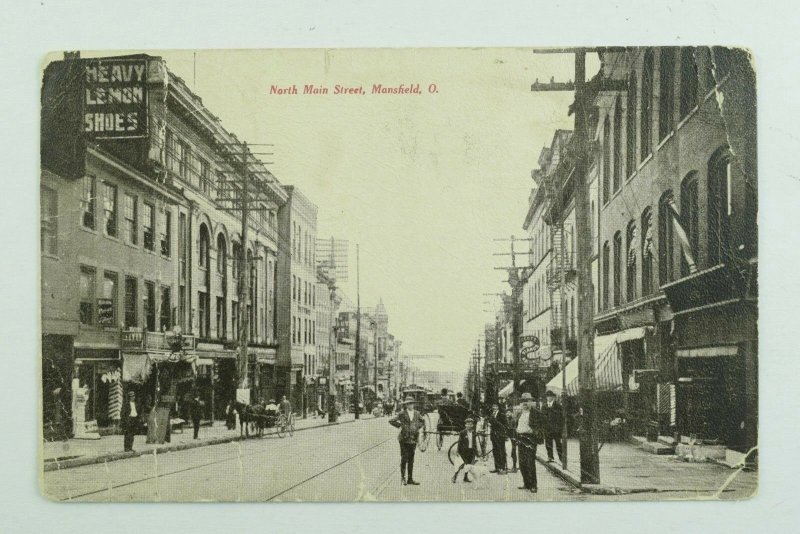 C.1900-10 North Main Street, Mansfield, O. Vintage Postcard F75
