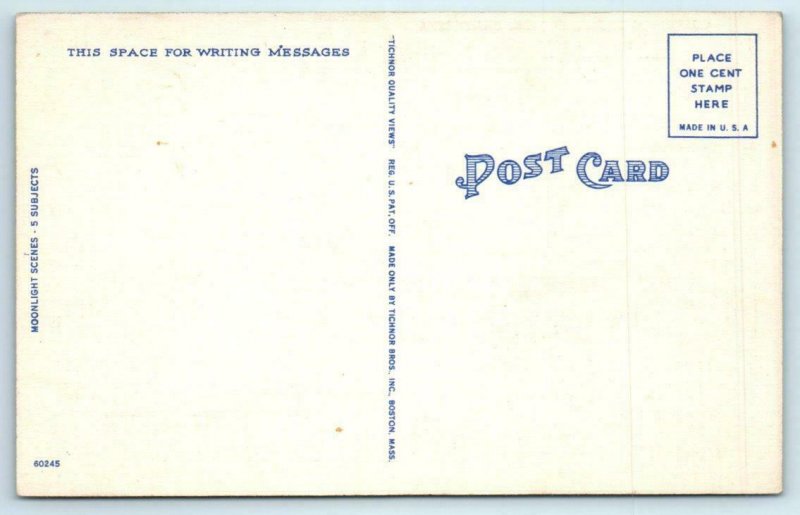 2 Postcards GREETINGS from SAN JOSE, California CA ~ ca 1940s MOONLIGHT SCENES