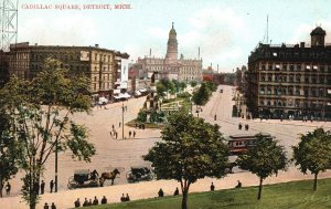 Vintage Postcard 1900's Cadillac Square Detroit Michigan W.G. Mac Farlane Pub.