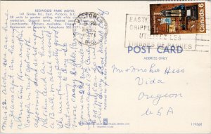 Redwood Park Motel Victoria BC British Columbia Insulin Stamp Postcard F30