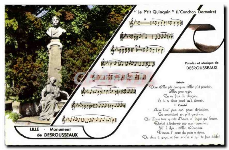 Old Postcard Le P'tit Quinquin the Canchon dormoire Lille Monument Desrousseaux