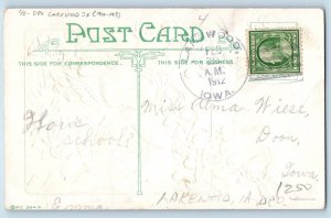 DPO (1900-1918) Lakewood IA Postcard Valentine Angel Cherub Roses Flowers 1912