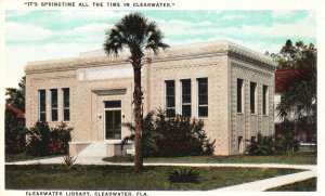 Vintage Postcard Clearwater Public Library Building Landmark Clearwater Florida