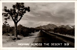 Tucson Arizona Highway Across the Desert RPPC Postcard Z26