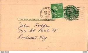 US Postal stationery 1c Rochester NY 1955 Siebert Motors Chevrolet