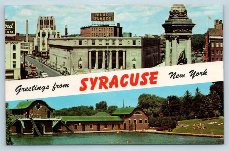 Postcard NY Banner Dual View Greetings from Syracuse New York Vintage P3