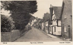 High Street Sonning Berkshire Blowy Day Real Photo Postcard