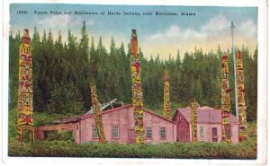 Ketchikan AK Totem Poles and Residences Haida Indians Unused 