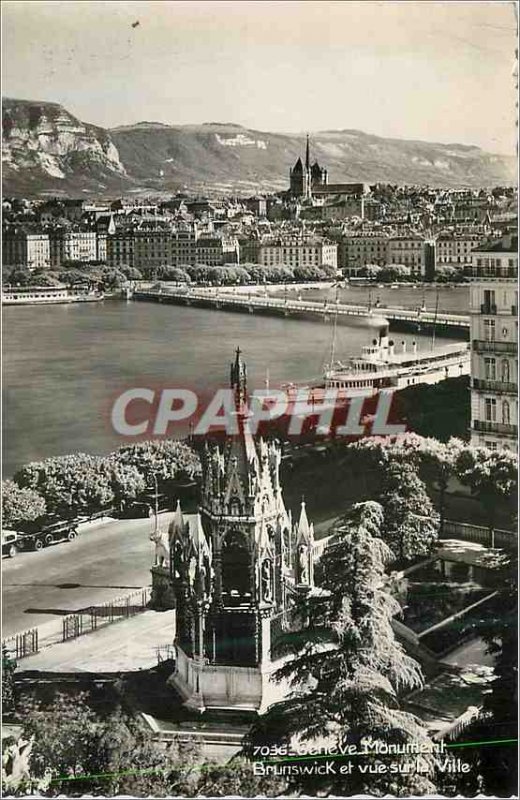 Modern Postcard Geneva Brunswick Monument and City View