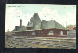 KEOKUK IOWA UNION RAILROAD DEPOT TRAIN STATION VINTAGE POSTCARD IA 1910