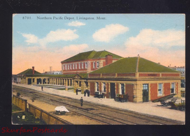 LIVINGSTON MONTANA NORTHERN PACIFIC RAILROAD DEPOT TRAIN STATION POSTCARD