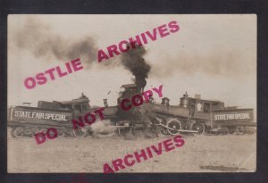 Sacramento CALIFORNIA RPPC 1913 Grandstand Show STATE FAIR Head-on TRAIN WRECK