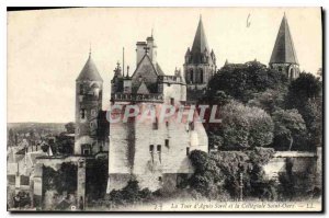 Old Postcard Loches Chateau Royal Tower Agnes Sorel and the Collegial Saint Ours