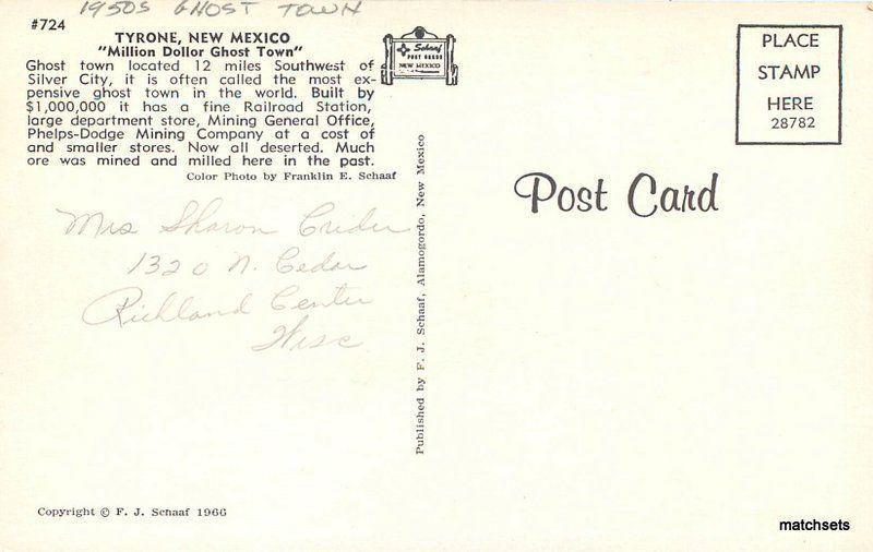 1950s Tyrone New Mexico Ghost Town Schaaf roadside postcard 8524 ...