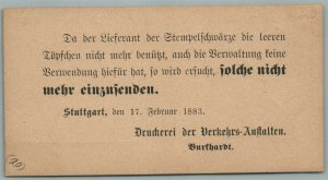 STUTTGART GERMANY 1883 ANTIQUE POSTCARD
