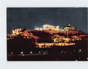 Postcard The Acropolis by night Athens Greece