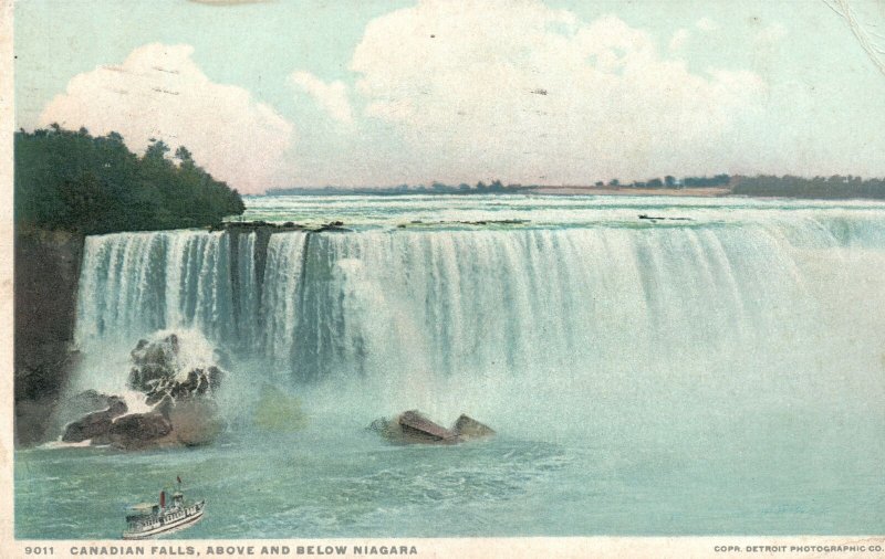 Vintage Postcard 1922 Canadian Falls Above and Below Niagara Falls Canada CAN