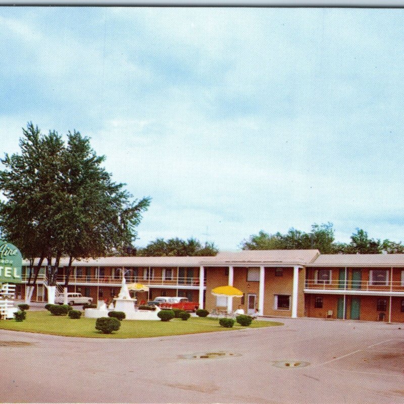 c1960s Springfield, IL Bel-Aire Manor Motel Chrome PC Chevy Bel Air Car A271