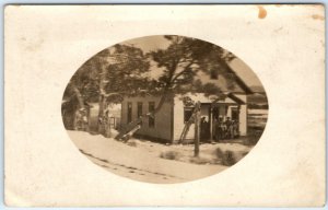 c1910s Pioneer Schoolhouse? RPPC Children Students Kids Real Photo Postcard A134