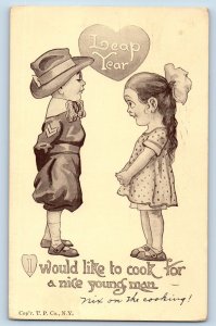 Leap Year Postcard Army Soldier I Would Like To Cook For A Nice Young Man 1912