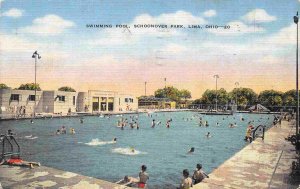 Swimming Pool Schoonover Park Lima Ohio 1946 linen postcard