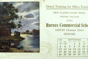 1915 Barnes Commercial School, Champa St, Denver Calendar Vintage Postcard P40