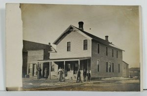 Rppc Early 1900s Women and Children Posing on Sidewalk at Home Bldg Postcard P16